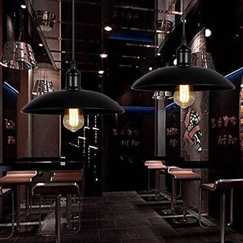 Luz de granja industrial para el comedor de cocina y lámpara de metal negra 6
