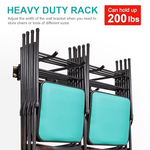 TiPai Folding Chair Rack, Wall Mounted Garage Storage with 4 Hooks, Heavy Duty 48
