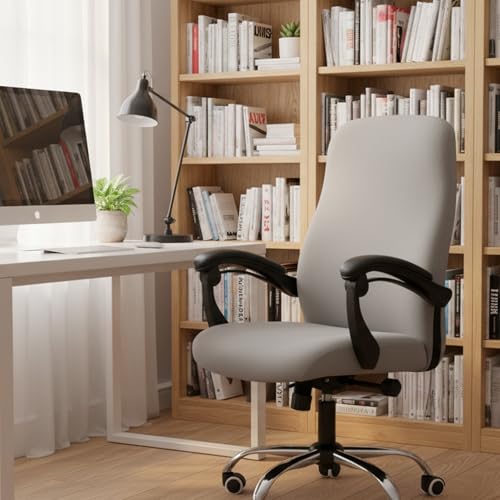Office Chair Cover Stretchable Universal Fit-Computer Chair Slipcover Stretch Washable Protective Cover (Light Grey) by HAPPYDOG - Used condition - Image 2