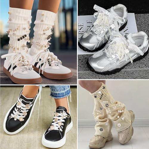 72 Pcs Sneaker Charms, Shoelace Charms For Sneakers, Pearl Rhinestone Brooches And Pins For Women, Shoe Jewelry Charms For Socks Laces Sneakers , Safety Pins Buttons For Sock Clothes Decor Accessories - 4