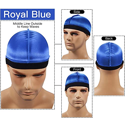 Image of 6PCS Silky Stocking Wave Cap for Men, Good Compression Over Durag （Regular Style）
