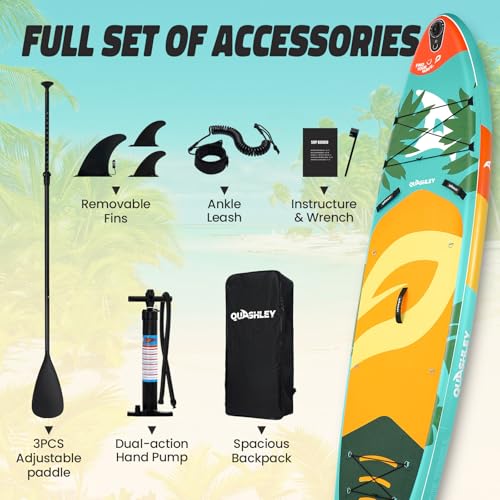 Tabla de Paddle Inflable Quashley 34" Ancha y Estable SUP Set Todo Terreno miniatura 4