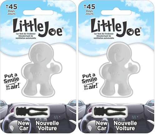 Little Joe 96401 New Car Scent Car Air Freshener Clips to A/C Air Vent Uses Alcohol-Free Fragrance Oil is Non-Hazardous and Non-Toxic Plastic, Pack of 2