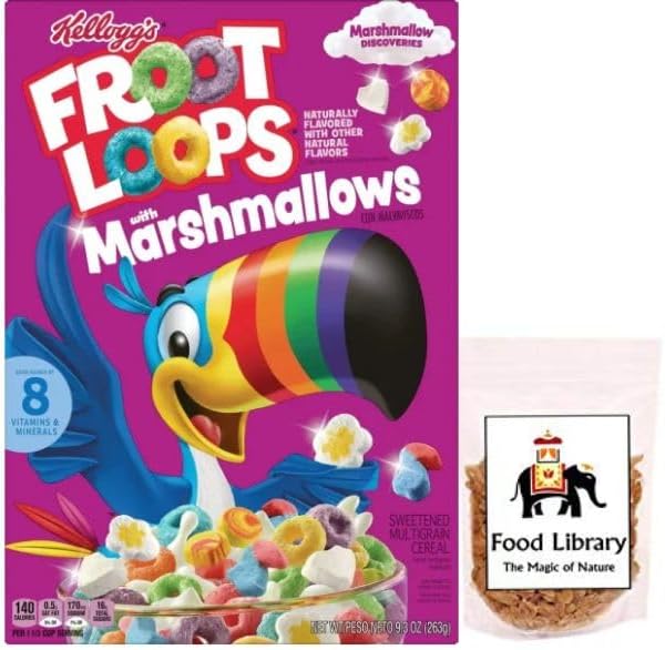Food Library The Magic of Nature Combo of Kellogg's Fruit Loops with Marshmallows, 263gm with Free Golden Raisins, 100g