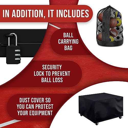 Ball-Cart-Basketball-Cart-with-Wheels-Ball-Cage-Garage-Sports-Equipment-Organizer-Metal-Rolling-Multi-Sports-Ball-Storage-for-Gym-Lockable-Lid-Indoor-and-Outdoor