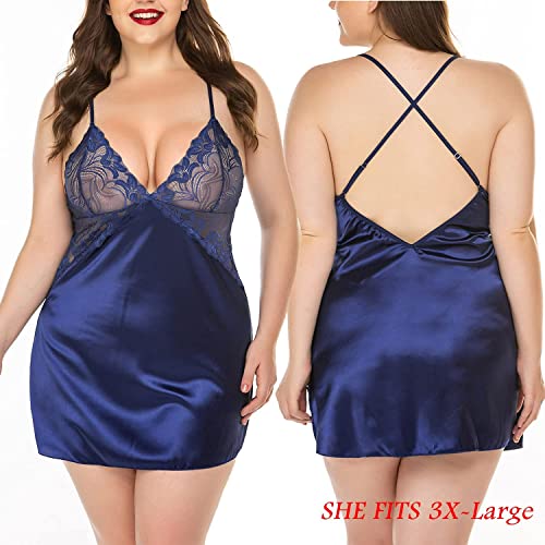 Image of Hot Night Dresses for Women | Sexy Babydoll Dress for Honeymoon | Stylish,Short,Sexy Babydoll for Ladies (2222) (XX-Large, Navy Blue)
