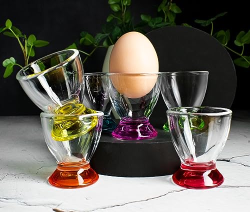 Sendez 6 Bunte Eierbecher aus Glas Eierständer Eierhalter Glaseierbecher – Bild 5