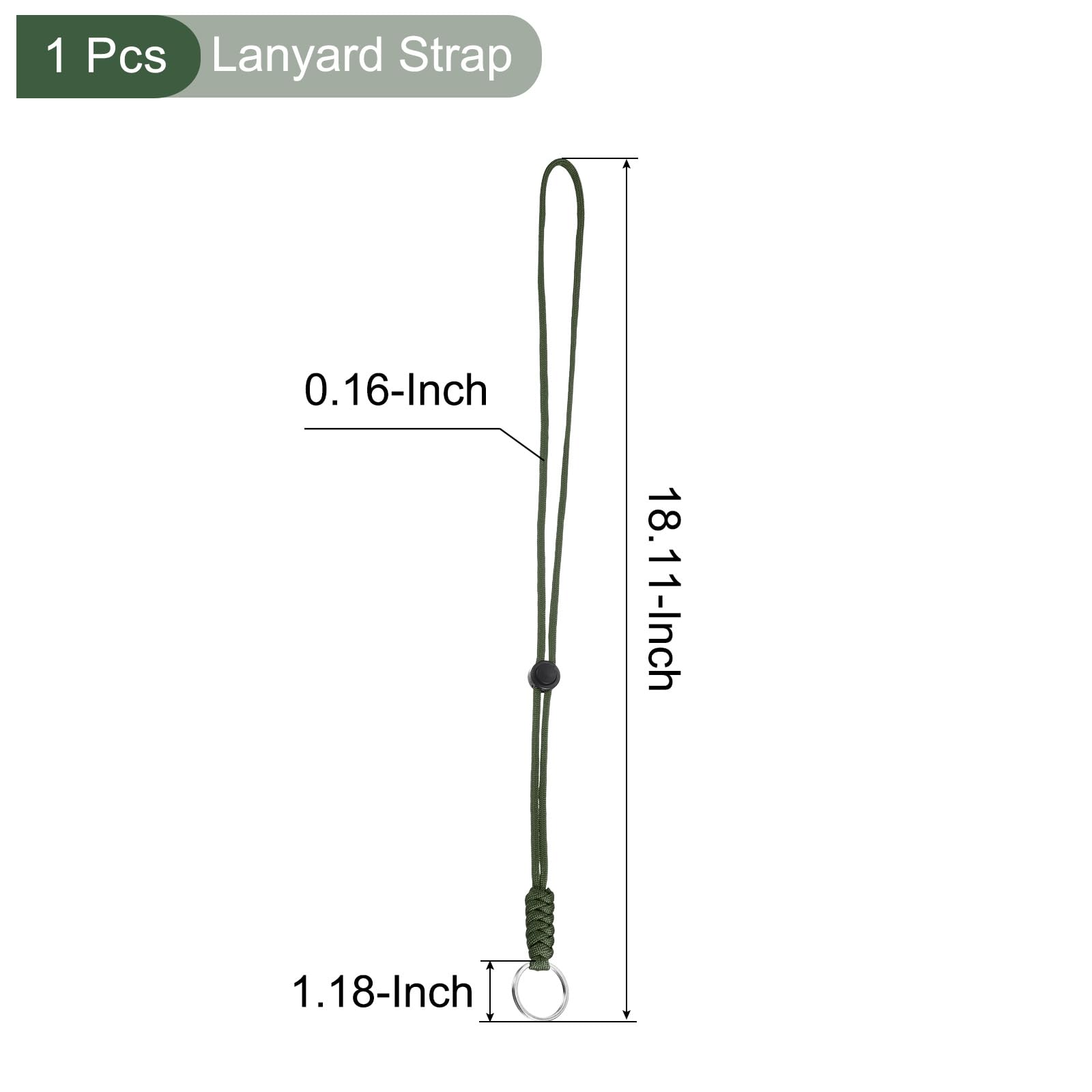 YOKIVE 1 Pcs Paracord Lanyard with Keyrings, Necklace Keychain Cord Metal Hooks Straps, Green, 18 Inch - Image 2