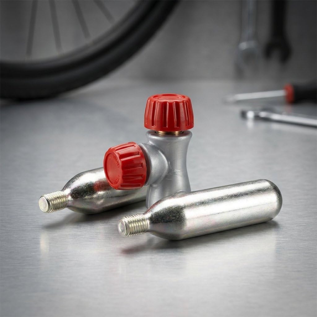 ON BIKE Erogatore CO2 16g Filettato Kit Gonfiaggio Pneumatici Rapido 2 Cartucce