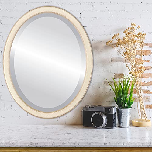 Ovalcrest Oval Beveled Wall Mirror For Home Decor - Toronto Style - Taupe - 22X26 Outside Dimensions #TOP1