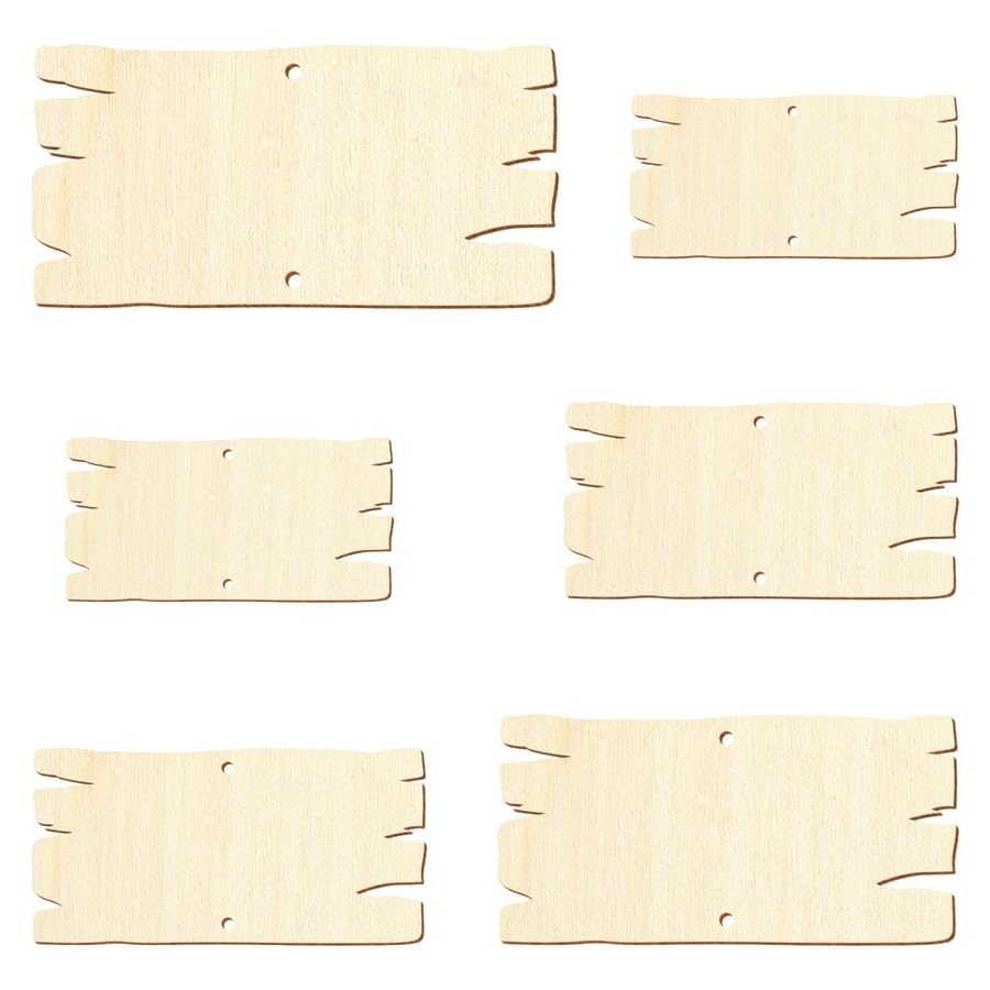 Cartel de madera con aspecto de tablero de madera con 2 agujeros verticales – 5 x 2,5 cm hasta 50 x 25 cm, decoración para manualidades, paquete con: 25 unidades, altura x anchura: 50 x 25 cm