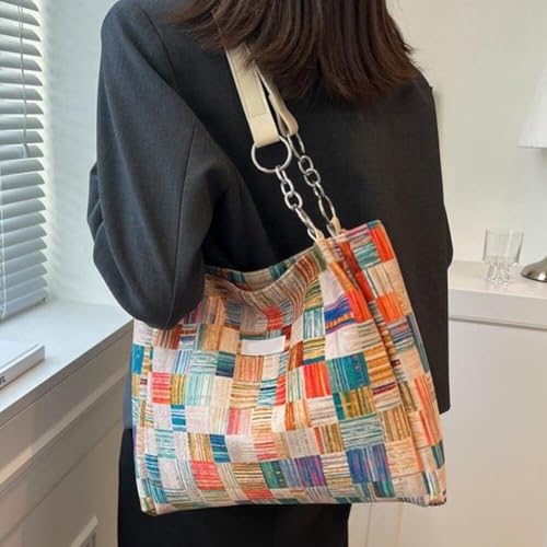 Sac à main multicolore à carreaux géométriques tendance - 8