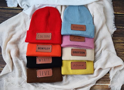 Personalized Baby Beanie Hat Custom Newborn Infant Toddler Kids Hat with Name Boys Girls Hat Black 6