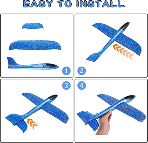 Erlliyeu 4 Stück Segelflugzeug,35cm Flugzeug Spielzeug Kinder Schaum Segelflugzeug, Manuelles Wurfspiel, Spaß, Herausforderung, Modell Schaum Flugzeug, Geburtstagsgeschenk, Jungengeschenk