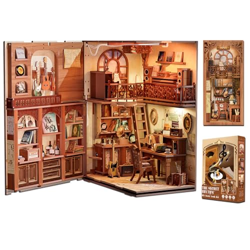 Cutefun DIY Book Nook Kit - Miniatuur House Kit - Poppenhuis Kit Led Licht Met Sensor Geschikt voor Tieners en Volwassenen Boekenplank Decor Creatieve (The Secret Rhythm)