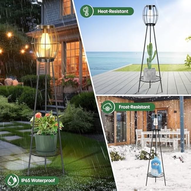 2 Pack Solar Lights Solar Floor Lamp Deck Lights