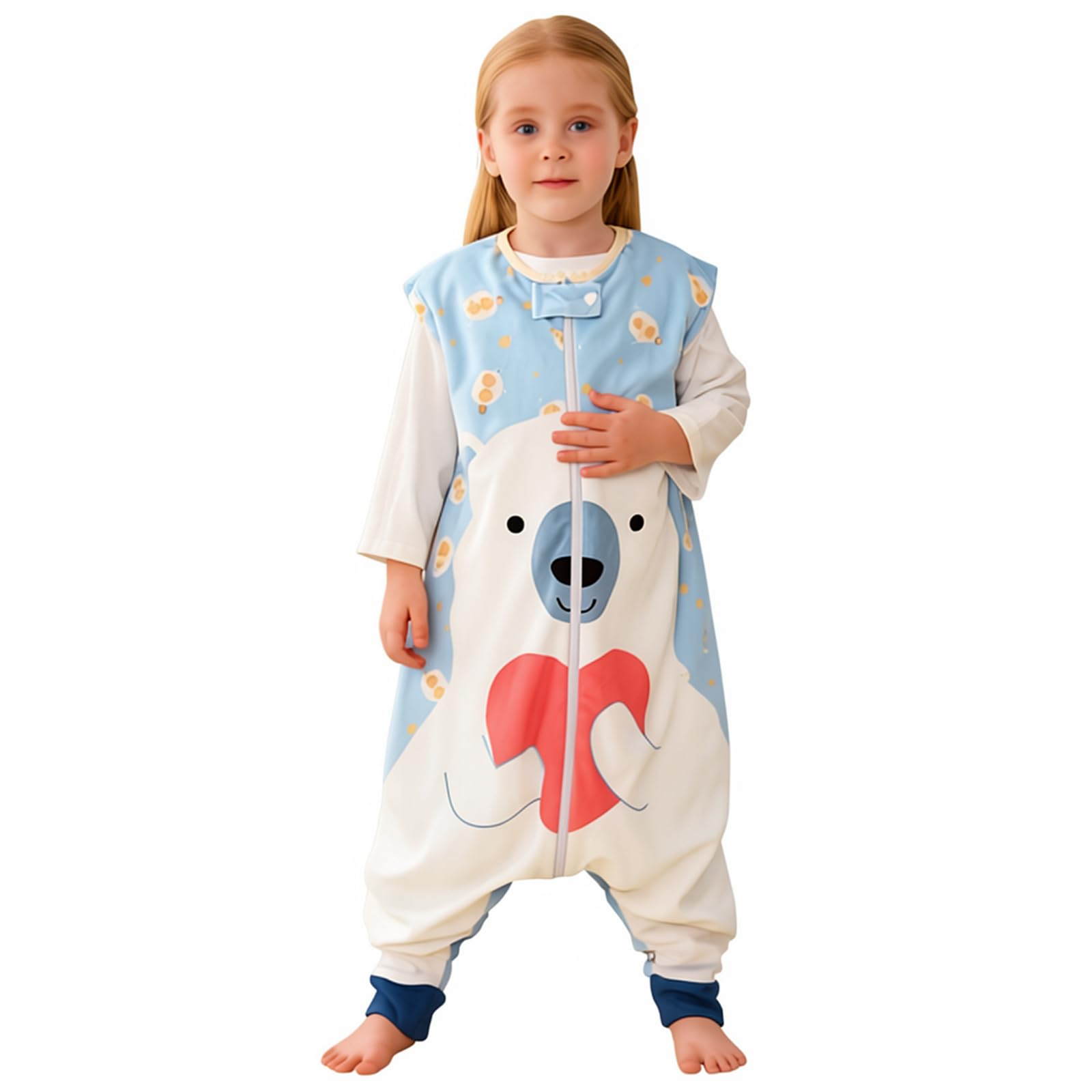 MICHLEY Toddler Sleeping Sack with Feet Newborn Infant Sleeveless Sleeping Bag 2-way Zipper Baby Wearable Blanket for Walkers,Bear,1-3T