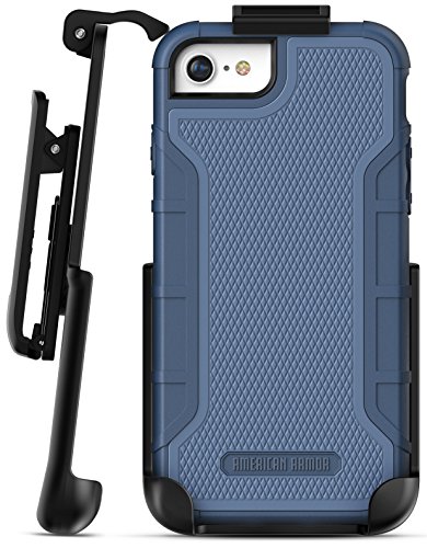 Encased American Armor for iPhone 8/2020/2022 iPhone SE Belt Clip Case, Rugged Full Body Case with Built-in Screen Protector and Holster (Blue)