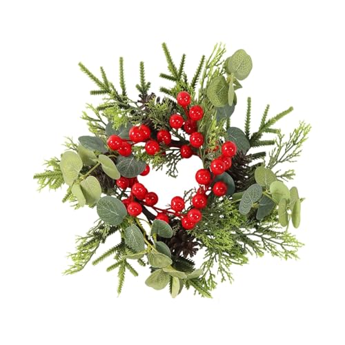 12.6 Inch Christmas Wreath Soft Eucalyptus Red Berries for Front Door Wall - image 1
