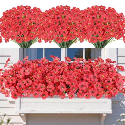 Image of AmyHomie 20 PCS Artificial Flowers for Outdoors, UV Resistant Fake Plants
