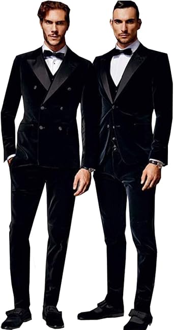 Amazon Com 男款2 件式天鵝絨男款西裝雙排扣修身婚禮美容師燕尾服 西裝外套 長褲 服裝 鞋子和珠寶