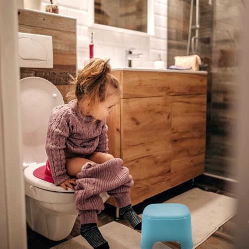 Image of Luxshiny Ergonomic Stool with Anti-Slip Design for Bathroom and Toilet Non-Slip Step Stool for Bathing and Shoe Changing Plastic Seat in Cartoon Colors Small