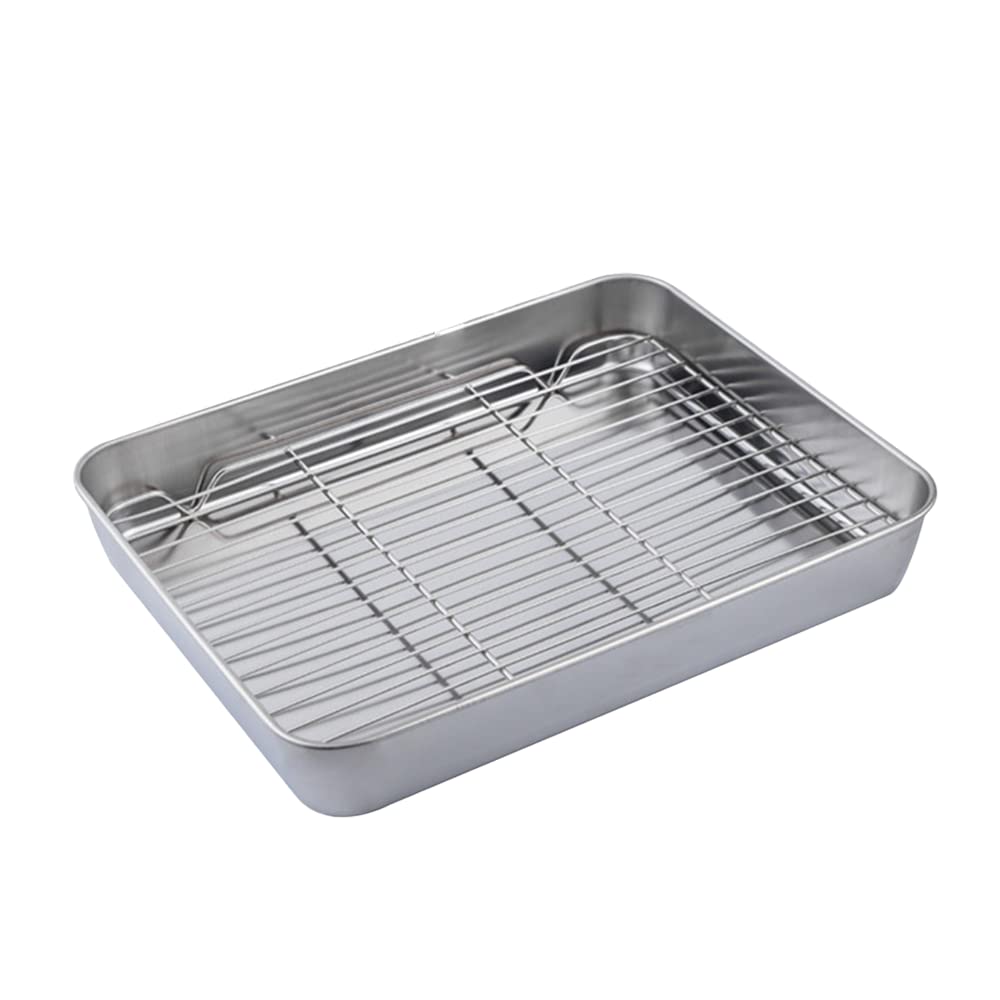 USA Stainless steel baking pans,Thicken And Deepen Rectangular Baking Sheet With Rack Set, Cookie Sh