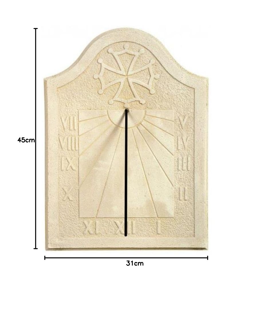 Cadran Solaire Motif Croix de Toulouse Pierre Naturelle 31cmx45cm