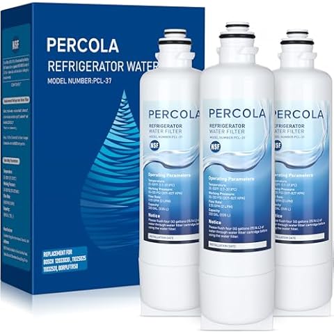 PERCOLA BORPLFTR50 Refrigerator Water Filter, Replacement for Bosch Ultra Clarity Pro 12033030, 11032531, 11025825, 12028325, BORPLFTR55, WFC100MF, WFS200MF, B36CT80SNS, B36CL80ENS (White, 3 Pack) Cover