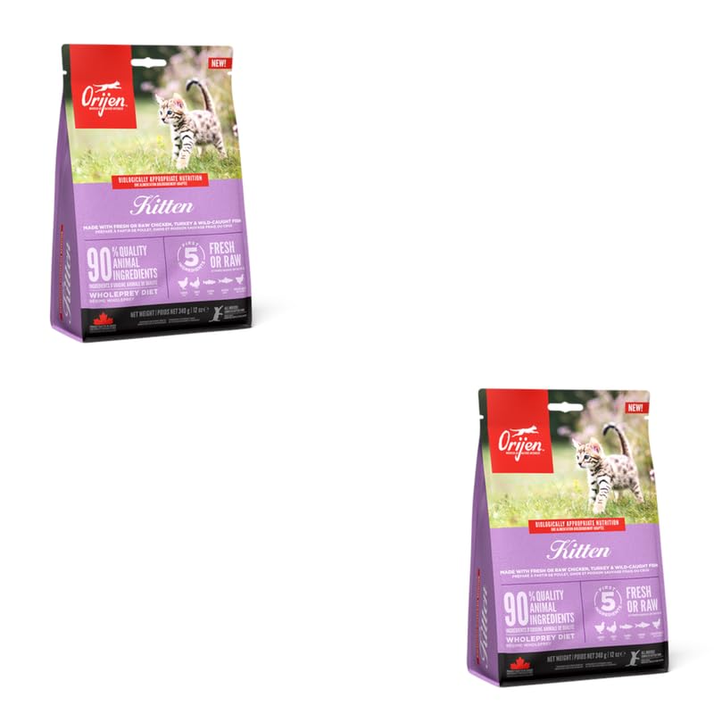 Orijen Kitten | 3-pack | 3 x 340 g | volledig droog voer voor katten | kan helpen om kitten optimaal te verzorgen, bevat 15 verse of ruwe ingrediënten, met gevogelte Orijen Kitten | 3-pack | 3 x 340 g | volledig droog voer voor katten | kan helpen om kitten optimaal te verzorgen, bevat 15 verse of ruwe ingrediënten, met gevogelte
