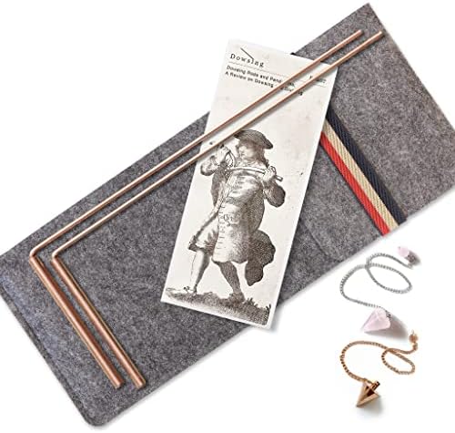 Copper Dowsing Rod - 99.9% Pure Copper - Water Divining Witching, Energy Healing, Paranormal, Ghost Hunting, Gold, Yes No Questions. Instructions and Bonus Pendulum - 5x13 Inch Divining rods