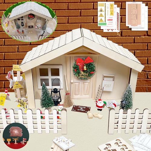 STFALI Juego de accesorios para casa de wichtelhaus, set premium para puerta de gnobleza, duende de Navidad, decoración de bricolaje para Navidad, incluye puerta de duende, cajas de mudanza, obras de