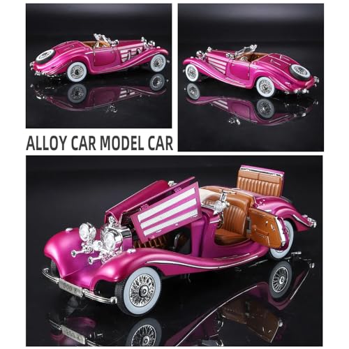 Image of 1:24 Diecast Vintage Toy Car Die Cast Metal Classic 500ki Car Light Sound Pull Back Openable Door Cars for Kids