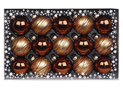 15 Weihnachtskugeln 6 cm mit Streifen - Motive Glas Dekor Geschenkbox...
