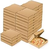 ZENFUN 40 Pcs Kraft Mini Pizza Boxes, 7.2'×7.2'×1.7' Small Pizza Boxes Corrugated Pizza Box, Take Out Food Containers Packing Boxes for Cake Cookies Party Favor