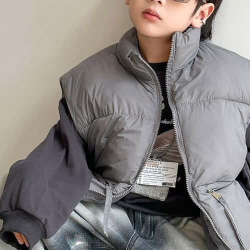 Boys Puffer Vest Sleeveless Stand Collar Zip up Cotton Padded Winter Warm Kids Outwear Jackets Coats2