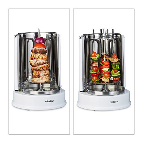 Relaxdays Dönergrill Rotisserie 1400 Watt, Vertikalgrill, Hähnchengrill, 360° Hitzeverteilung, für Döner und Kebab, weiß – Bild 3