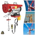 Electric Hoist 880lbs Electric Lift with Wireless Remote Control 110V Single/Double Slings Electric Winch with 39.4ft Lifting Height for Garage, Warehouses, Factories Lifting Towing 2 in 1