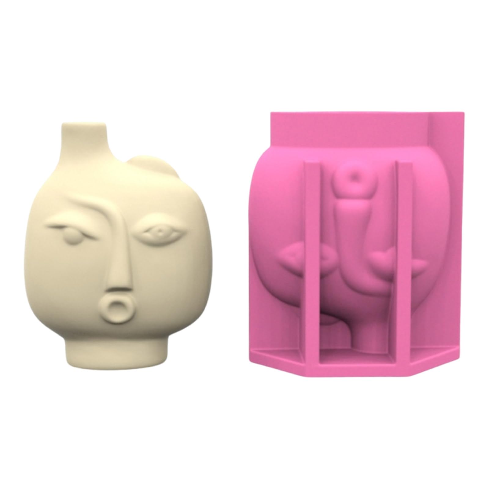 Moule silicone visage abstrait pour pot de fleur en béton et porte-stylo
