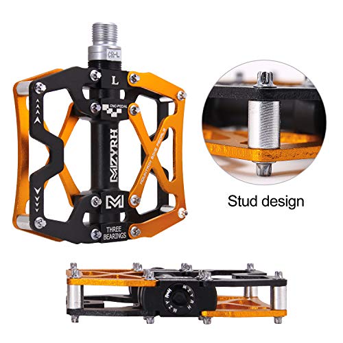 Image of MZYRH Mountain Bike Pedals, Ultra Strong Colorful CNC Machined 9 /16 inch Cycling Sealed 3 Bearing Pedals