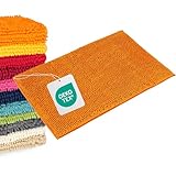 WohnDirect Badematte 70x120 cm Orange – Großer Badezimmerteppich XXL – Weicher Hochflor Badvorleger Lang, Saugstark & Waschbar (Versand aus DE)