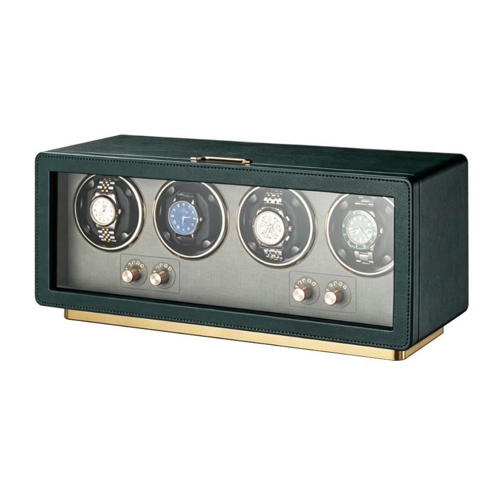 Hgtrh Men's Green Watch Winder, Rotating Watch Box 4 Watch Winder Watch Shaker Watch Spinner Winding Watch Box