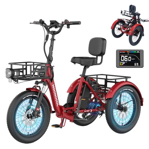 MOONCOOL Electric Tricycle for Adults, 500W/750W 48V Folding Electric Trike