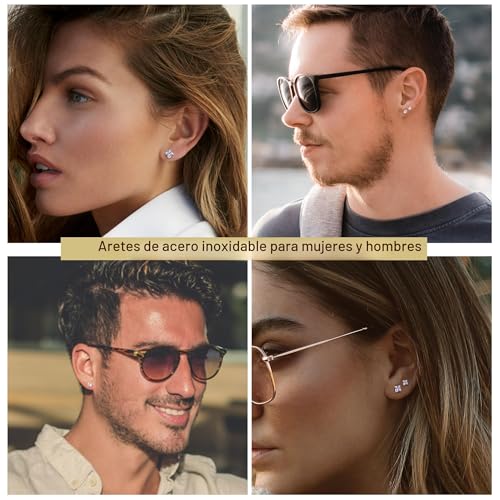 Miniatura 5 de Dochais 12 Pares De Pendientes Para Hombre, Pendiente Médicos, Pendientes De Acero Quirúrgico 316l, Juego De Pendientes De Acero Inoxidable Hipoalergénico, Pendiente De Circonita Para Hombre