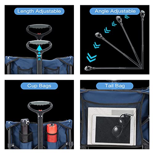 Homgava Collapsible Folding Wagon Cart,Outdoor Beach Wagon,Heavy Duty Garden Cart With All Terrain Wheels,Portable Large Capacity Utility Wagon For Camping Fishing Sports Shopping, Blue #TOP3