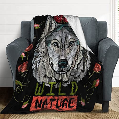 Couverture flanelle loup sauvage plaid polaire contre le froid hiver