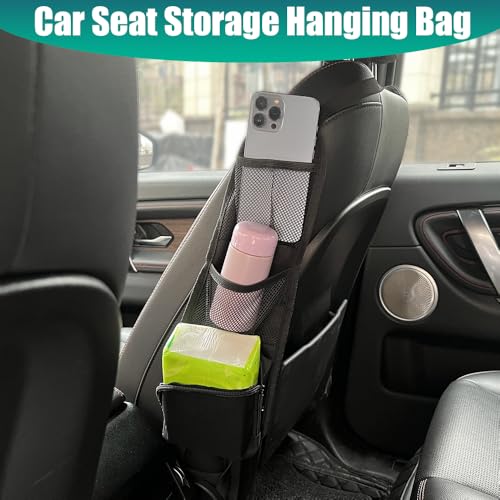 Image of Car Seat Storage Hanging Bag, Car Seat Side Organizer, Multifunctional Cars Mesh Net Pocket, Multi-Pocket Seats Side Storage Interior Accessories Universal for Cars SUV Truck (Black, 1PCS)