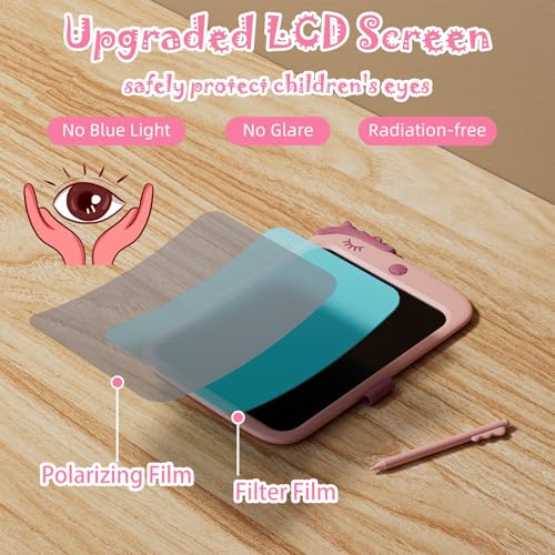 Image of Proffisy 10 Inch LCD Writing Tablet, Unicorn Digital Writing Pad with Stylus, One-Touch Erase & Screen Lock, Reusable Paperless Notepad for Drawing, Handwriting, Notes & Travel (Pink)