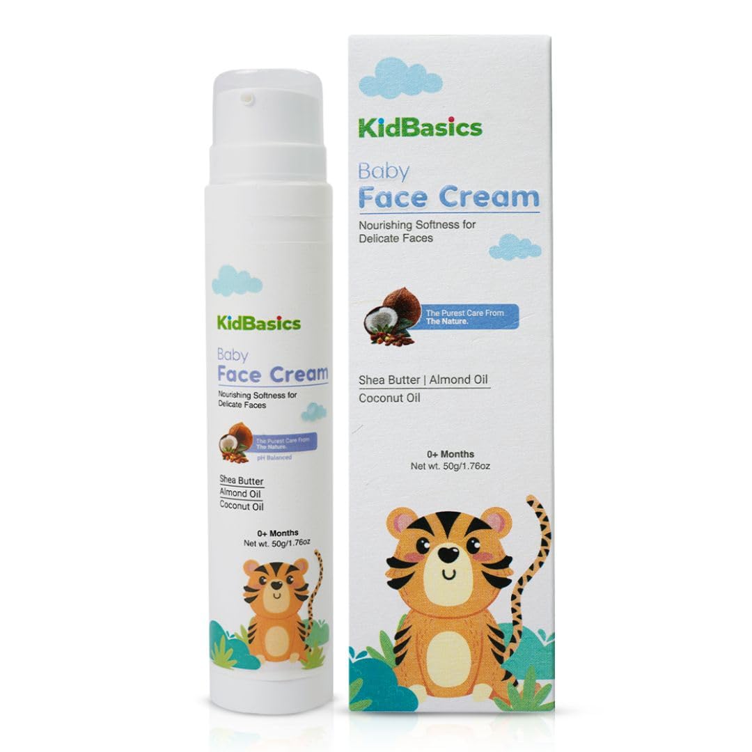 KIDBASICS Baby Face Cream | With Shea Butter, Coconut Oil, Aloe Vera & Almond | Gentle Moisturizer for Newborns, 6 Months+ Babies, Kids & Toddlers | For Baby Boy & Girl | 50 g-image-9