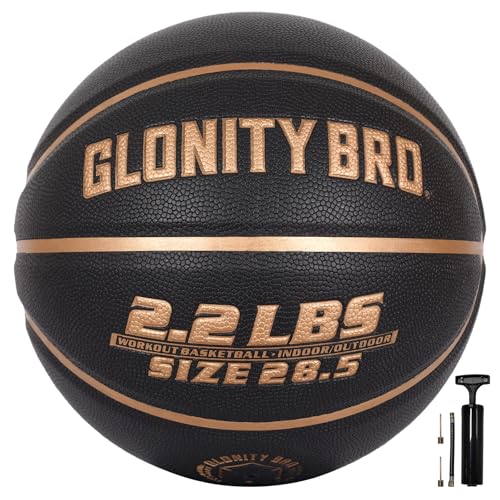 Glonity Bro Weighted Basketball 28.5 2.2LBS Non-Slip Outdoor/Indoor Heavy Training Basketball for Dribbling Passing Rebounding & Skill Development